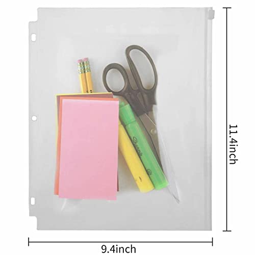 YoeeJob 3 Holes Clear PVC Zipper Binder Pocket Insert Pages Letter Size, 8 1/2" x 11 Loose Leaf Binder Filing Storage Bags 15 Per Pack - color: Black, size: 15 Packs
