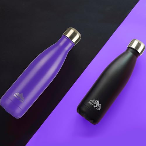 Mont-Clair Stainless Steel Water Bottle, Vacuum insulated - BPA Free, 12h Hot & 24h Cold Drinks, Metal Water Bottle 17 oz Leakproof, Ideal for Adult, Kids, Running - Purple - color: Purple, style: 17 Ounces