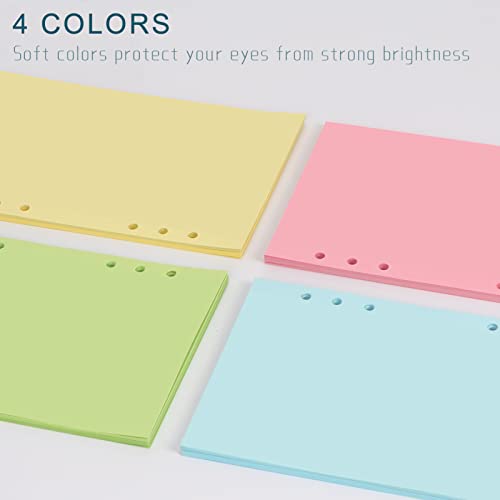 A6 Colorful Refill Paper, [5 Colors] Toplive 100GSM Thick Refillable Paper 6 Hole Filler Inserts Loose Leaf Paper 100 Sheets (200 Pages) for 6 Ring Binder Journal Notebook - style: Colorful Blank 5 Pack