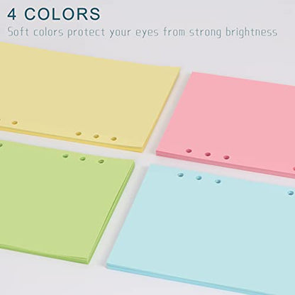 A6 Colorful Refill Paper, [5 Colors] Toplive 100GSM Thick Refillable Paper 6 Hole Filler Inserts Loose Leaf Paper 100 Sheets (200 Pages) for 6 Ring Binder Journal Notebook - style: Colorful Blank 5 Pack
