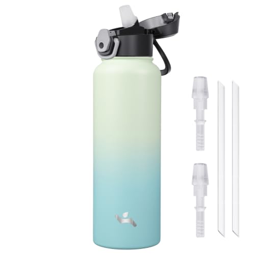 Konokyo 40 oz Insulated Water Bottle with Straw, Carry Loop, Mint - color: Mint, size: 40 Ounces