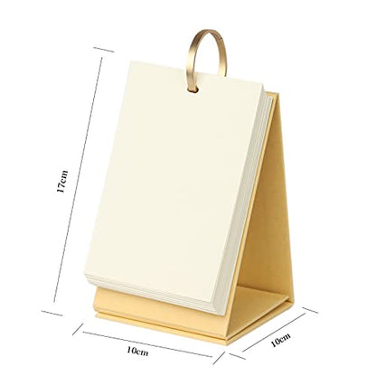 Small Blank Flash Cards Index Cards Mini DIY Cover Sketchbook with Binder Rings 180Pcs Paper Standing Flip Blank Desk Calendar Drawing Sketch Book Memo Scratch Pads for Note Taking Painting Working - color: Khaki