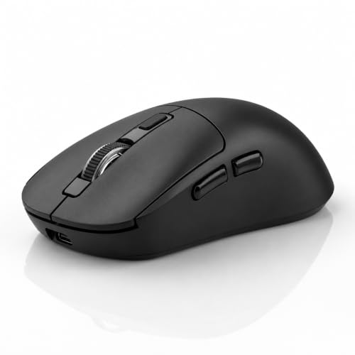 Gizdot-M1 Bluetooth Wireless Mouse for MacBook/Laptop/Mac | 4-Mode Connections Multi-Device, 3-level DPI, Mouse Jiggler, Silent Click, Ergonomic, Side Buttons, Type-C Rechargeable - color: Black