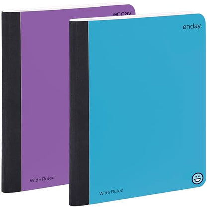 Enday Composition Notebooks Wide Ruled Paper, Hard Cover Composition Notebook, Premium Lined Composition Books, 100 Sheets Ruled Notebook, Blue and Purple (2 Pack) - color: BLUE - PURPLE, size: 2