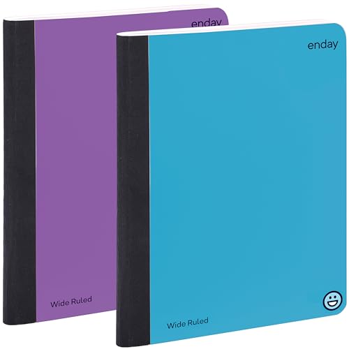 Enday Composition Notebooks Wide Ruled Paper, Hard Cover Composition Notebook, Premium Lined Composition Books, 100 Sheets Ruled Notebook, Blue and Purple (2 Pack) - color: BLUE - PURPLE, size: 2