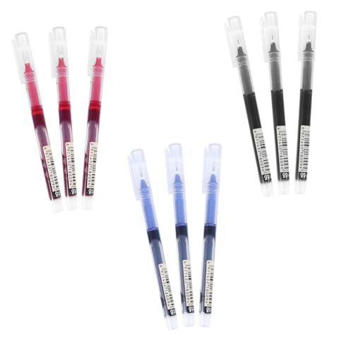 UPKOCH Quick-drying Gel Pens for Students 0.5mm Fine Point Ink Pens 9pcs Black Red Blue for School Exams and Office Use