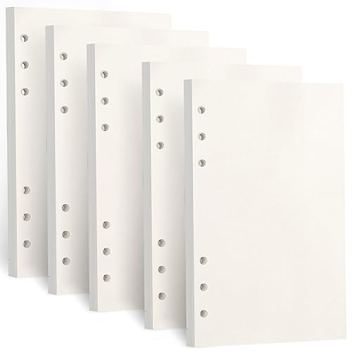 A6 Refill Paper, [5 Pack] Toplive 100GSM Thick Refillable Blank Paper 6 Hole Filler Inserts Loose Leaf Paper 225 Sheets (450 Pages) for 6 Ring Binder Journal Notebook - style: Blanks 5 Pack