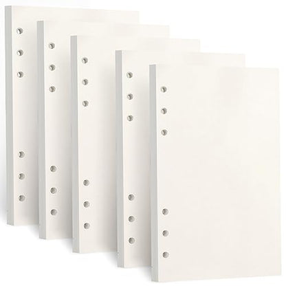A6 Refill Paper, [5 Pack] Toplive 100GSM Thick Refillable Blank Paper 6 Hole Filler Inserts Loose Leaf Paper 225 Sheets (450 Pages) for 6 Ring Binder Journal Notebook - style: Blanks 5 Pack