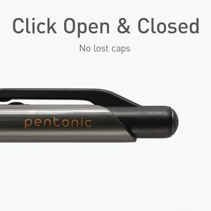 Pentonic G-RT Retractable Gel Pens, 10 Count, Black Ink, 0.7 mm Fine Point, Smooth Writing For Journaling, Note Taking, Office & School (1002363) - color: Black, size: 1 Count (Pack of 10)