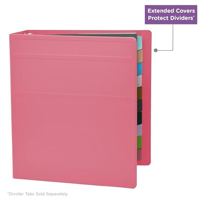 Carstens 3-Inch Heavy Duty 3-Ring Binder - Side Opening, Bubblegum Pink, Durable Plastic, Precision No-Gap Rings, Waterproof Cover, No Pockets, Holds 400 Letter Sheets, BPA-Free, Made in USA (1708-3R) - color: Pink, size: Case of 14