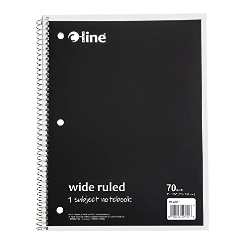 1-Subject Notebook, Wide Ruled, Black, Case of 24 (22041-CT) - color: Black