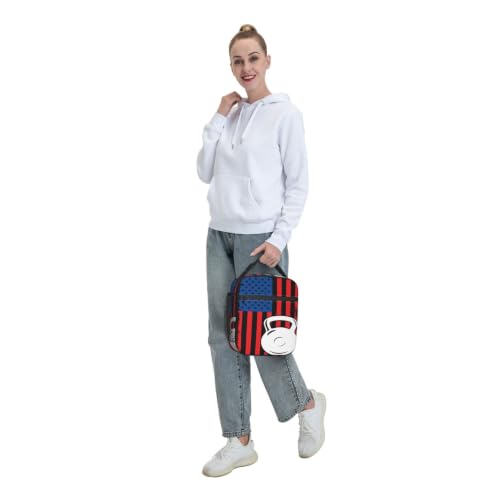 Kettlebell Fitness American Flag Lunch Bag 10In | Insulated Lunch Box Reusable Tote Bag For Picnic Office For Women Men - color: Style 5