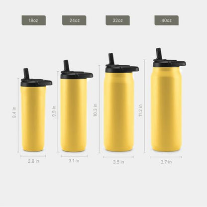 ZULU Base 24oz Stainless Steel Water Bottle with 3 Lids- Straw, Chug, Twist | Double Walled and Vacuum Insulated Metal Thermos | Fits Car Cupholder, Built in Carry Loop, Dishwasher Safe, Vitamin C - color: Vitamin C, style: 24oz