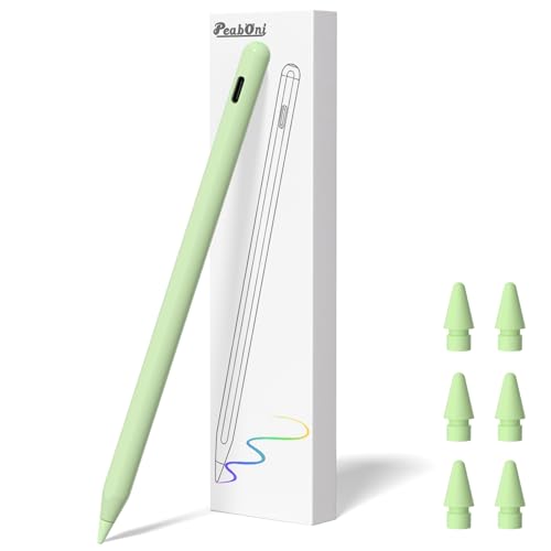 Stylus Pen for iPad, Magnetic Wireless Charging & USB C Fast Charge Pencil Compatible with Apple iPad (A16)11/10/9/8/7/6th Generation, Pro 13"/12.9"/11", Air M3/M2/5/4/3, Mini (A17 Pro)7/6/5 Gen Green - color: Green+6pcs Replacement Nibs