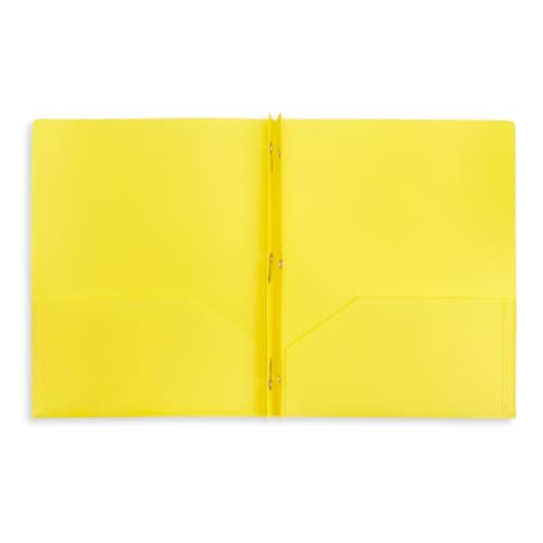 Blue Summit Supplies 30 Plastic 2 Pocket Folders with Prongs, Assorted | Durable 0.35mm poly, 2 pockets, for school, office, and report organization