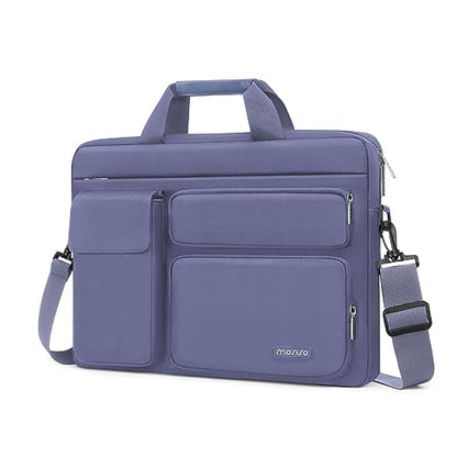 MOSISO Laptop Shoulder Bag 15.6 inch, 15-15.6 inch Computer Bag | Compatible with MacBook Pro 16 inch, HP, Dell, Lenovo with 2 Raised&1 Flapover&1 Horizontal Pocket&Handle&Belt, Lavender Gray - color: Lavender Gray, size: 16 inch
