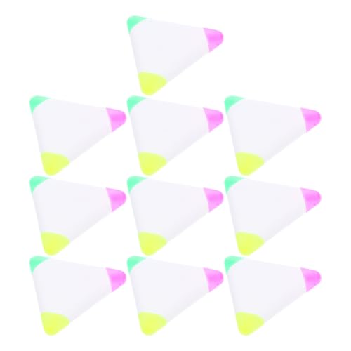SHOWERORO 10pcs Triangular Highlighter Marker Pens with Smooth Writing and Vibrant Color Selection, Plastic Material Highlighters for Note Taking in Class and Journals