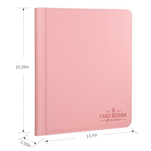 Toploader Binder,Toploader Hard Cases, 9-Pocket Pages Sleeves Hold up 288 Cards.Toploader Card Binder with Sleeves for “3×4” rigid，Card Holder(pink) - color: pink, size: 9 Pocket 288 Toploader