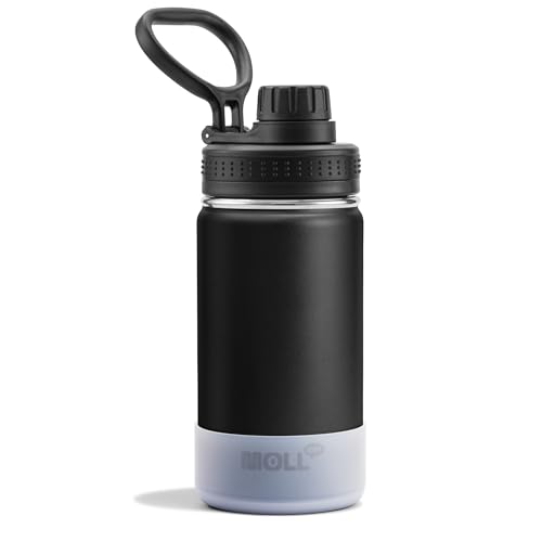 Kids Stainless Steel Water Bottle with Spout Lid-12 oz Vacuum Insulated Wide Mouth Sports Water Bottle for School, BPA Free (Black) - color: Black, size: 12 Ounces
