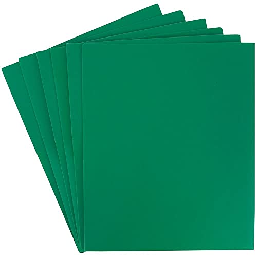 JAM PAPER Heavy Duty Plastic 2 Pocket Extra Tough School Folders - Green - 6/Pack - color: Green, size: 6 Per Pack