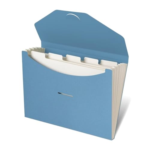 Blue Lake ECOLIFE 6-Pockets Recyclable Paper Expanding File Document Folder Plastic Free, Accordian File Organizer - A4 Letter Size, 200 Sheet for School, Office, Home Carolina - color: Blue Folder