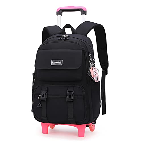 ZHANAO Rolling Backpack Luggage BookBag with Wheels Trolley Bag Wheeled Travel Backpack for Girls & Boys Trolley Bag - color: Black, size: 2-wheel
