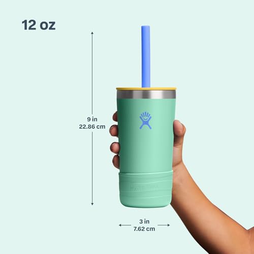 Hydro Flask Kids 12 Oz Tumbler with Lid and Straw for School - Insulated Stainless Steel in Mermaid Green - color: MERMAID GREEN