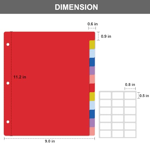 HABGP 12 Tab Dividers for 3 Ring Binder, 24 Pcs Multicolor 3 Ring Binder Dividers with Tabs, Page Folder Dividers, Plastic Tabbed File Dividers with Tabs, Three Ring Binder Index Dividers, 2 Set - size: 2 set (24 pcs)