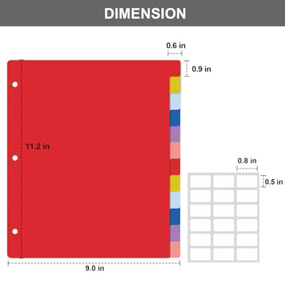 HABGP 12 Tab Dividers for 3 Ring Binder, 24 Pcs Multicolor 3 Ring Binder Dividers with Tabs, Page Folder Dividers, Plastic Tabbed File Dividers with Tabs, Three Ring Binder Index Dividers, 2 Set - size: 2 set (24 pcs)