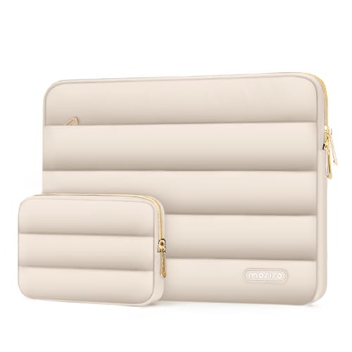 MOSISO Laptop Case 13.3 inch,13-13.3inch Puffy Laptop Sleeve, Sand | Compatible with MacBook Air 13.6 M5 M4 M3 M2 M1/Neo/Pro 13/14,HP Dell ASUS Lenovo,Polyester Horizontal Bag with Small Case - color: Sand, size: 13.3 inch