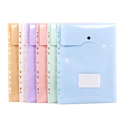 11 Hole Expanding File Pockets, Waterproof Binder Pockets for 2/3/4 Ring Binder with with Snap Button & Label Area, School & Office Supplies, Fits Letter / A4 Size Documents (Vertical-Opening) - color: Vertical-opening