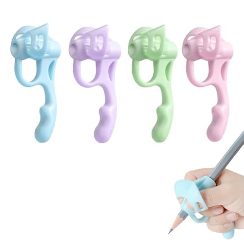 Pencil Grips for Kids Handwriting,2024 NEW 5 Finger Silicone Pencil Holder for Kids Handwriting Aid Tools, Comfortable Pencil Grippers for Beginners Posture Correction Training Writing (4 PCS) - color: 4 PCS