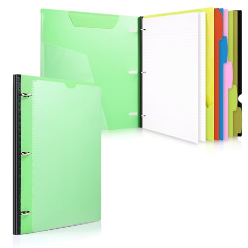 WOT I 1-Pack Telescoping 3 Ring Binder Notebook - Customizable Cover, 5 Dividers & Pocket Folder in One Slim Organizer (60 Sheets Included), Green - color: Green, size: 1 Pack