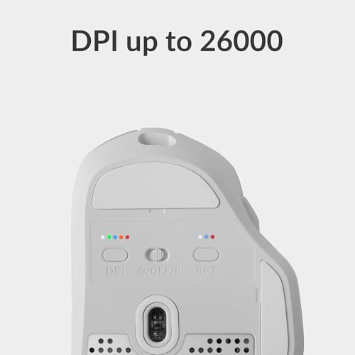 Keychron M7 Wireless Computer Mouse, 26K DPI Optical Computer Mouse, 2.4 GHz/Bluetooth/Wired with Macro Button 63g Lightweight Ergonomic, Up to 70 Hours Worktime for Laptop macOS/Windows - White - color: White, style: 1K Polling Rate