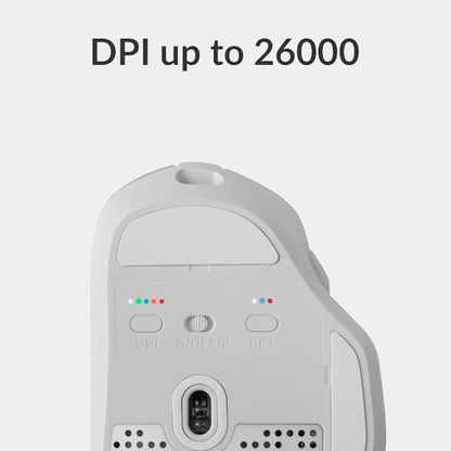 Keychron M7 Wireless Computer Mouse, 26K DPI Optical Computer Mouse, 2.4 GHz/Bluetooth/Wired with Macro Button 63g Lightweight Ergonomic, Up to 70 Hours Worktime for Laptop macOS/Windows - White - color: White, style: 1K Polling Rate
