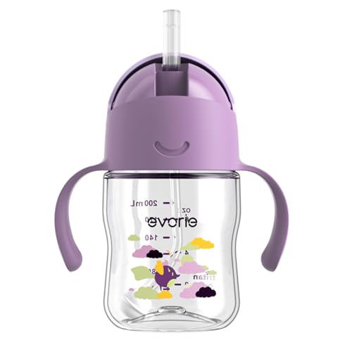 Evorie Tritan Weighted Straw Cup Baby Training Cup, Spill Proof, 7 Oz, 6M+ | BPA & BPS-Free, First learning cup, 360° drinking, Dishwasher safe, Durable Sippy Cup, Daydream - color: Daydream