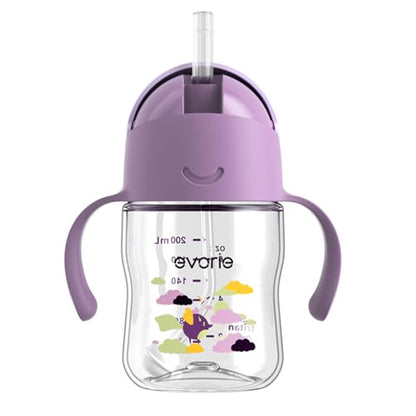 Evorie Tritan Weighted Straw Cup Baby Training Cup, Spill Proof, 7 Oz, 6M+ | BPA & BPS-Free, First learning cup, 360° drinking, Dishwasher safe, Durable Sippy Cup, Daydream - color: Daydream