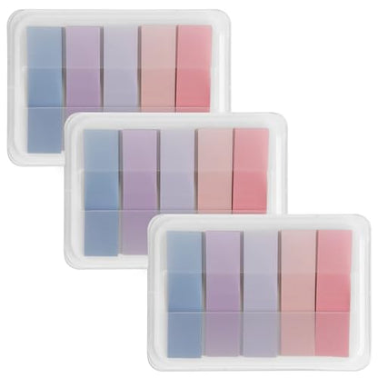 Essex Wares - 300 Pieces - Transparent Sticky Notes Tabs with Case - 5 Light Pastel Colors - 3 Cases - 1.8" x 0.4" - 60 Pieces - Pop Up Index Tabs - Book Flags for Annotating - Book Sticky Tabs - color: Light Pastel Colors
