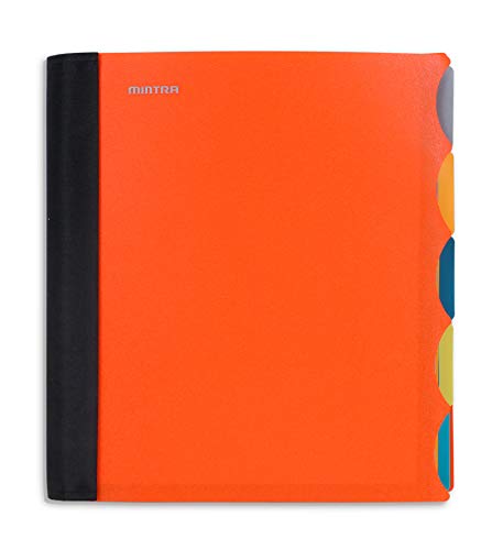 Mintra Office Durable PREMIUM Spiral Notebook, ((Orange, 5 Subject, 8.5in x 11in)), Fabric Covered Coils, No Snags, Removable Adjustable Pocket Dividers, Ruler, Organization, Customizable - color: Orange, size: 5 Subject (8.5in x 11in)