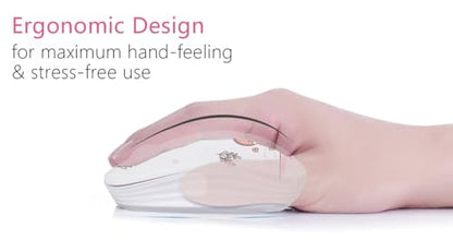 JUHOO Wireless Mouse with Nano Receiver for PC, Laptop, Notebook, Computer, MacBook, Less Noise, Portable Mobile Optical Mice - style: Rabbit & Girl
