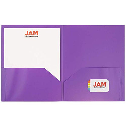 JAM PAPER Plastic 2 Pocket POP Folders - Durable School Folders - Purple - 6/Pack - color: Purple, size: 6 Per Pack