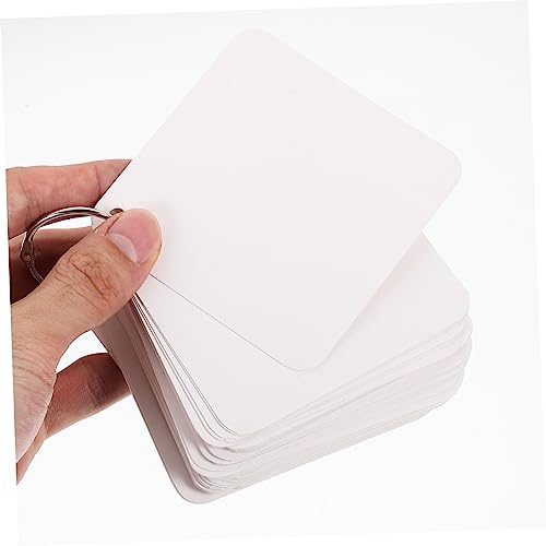 Hemoton Blank Flash Cards with Binder Rings Pre-hole Punched Notecards for Vocabulary Note Taking and Diy Projects Multipurpose Blank Cards for Study and Planning - size: 7.8X7.8X0.01CM