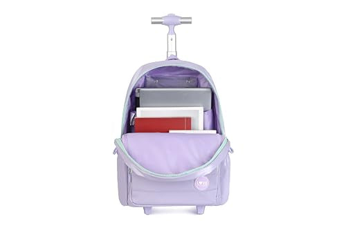 Purple Kids Rolling Backpacks for Girls 8-12 (STARS PURPLE) - color: Starts Purple