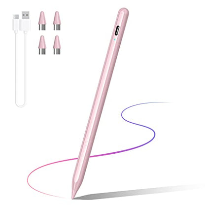 DRYMOKINI Stylus Pen, Active Stylus Pen Touch Screens Compatible for Android and i-OS Tablet/Phones, Rechargeable Universal Stylus Pencil Compatible for A-pple/i-Pad/Phone Tablet, Pink - color: Pink