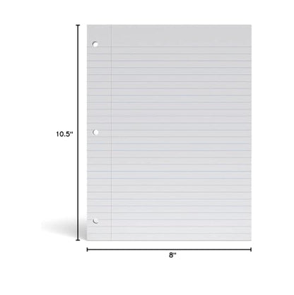 STAPLES Reinforced Filler Paper, 8” x 10.5”, Wide Ruled, 100 Sheets/Pack, 12‑Pack - size: 8'' x 10.5'', style: 1,200 Sheets