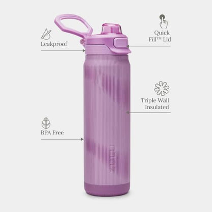 ZULU Powerfill Pro 32oz Stainless Steel Water Bottle - Tempo - color: Lavendula, style: 32oz