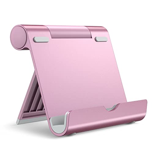 JETech Foldable Tablet Stand for 4-11" Tablets and Phones, Rose Gold | Adjustable Portable Desktop Holder, Foldable Dock for iPad/iPad Pro/Air/Mini, Galaxy Tab A8/A7 Lite/A7/S8/S7, Kindle, etc - color: Rose Gold
