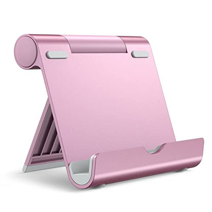 JETech Foldable Tablet Stand for 4-11" Tablets and Phones, Rose Gold | Adjustable Portable Desktop Holder, Foldable Dock for iPad/iPad Pro/Air/Mini, Galaxy Tab A8/A7 Lite/A7/S8/S7, Kindle, etc - color: Rose Gold