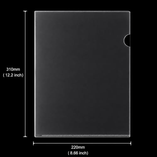 50PCS Clear Plastic Document Folders, Letter/A4 L-Type Project Pockets | 1.4mm Thickness, Copy Safe, Lightweight, Transparent, Project Organization, School, Office, Home Use
