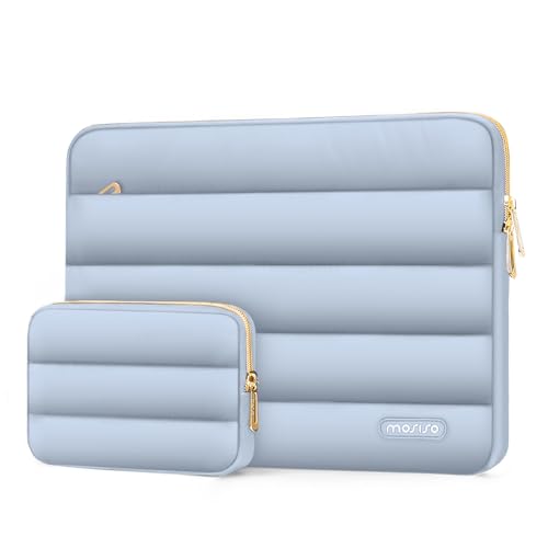 MOSISO Laptop Case 16 inch, 15-15.6 inch Puffy Laptop Sleeve, Baby Blue | Compatible with MacBook Pro 16 M5 M4 M3 M2 M1, HP Dell ASUS Acer Toshiba Lenovo, Polyester Horizontal Bag with Small Case - color: Baby Blue, size: 16 inch